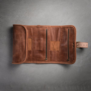 Vintage Leather <b>Toiletry</b> Bag Men Travel Dopp Kit Shaving Organizer Cosmetic <b>Storage</b> Wash Bag LTB-0102 - Product Image 4