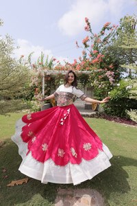 Lehenga Choli de Seda para Mujer, Vestido Tradicional Bordado, Traje Étnico para Bodas, Diwali y Fiestas, Ropa de India y Pakistán, Cosido a Mano - Product Image 6