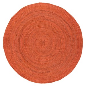 Tapis rond en jute couleur unie style bohème avec dos antidérapant, design tressé pour salon, orange - Product Image 3