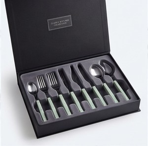Juego de cubiertos minimalista con mangos verdes, cuchillo, tenedor y cuchara de acero inoxidable, apto para lavavajillas, para vajilla de cocina. - Product Image 6