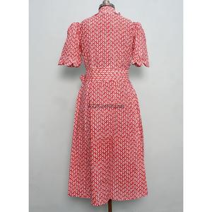 Hand Block Floral Printed Modern Washable Casual Party Wear Summer Stylish Cotton Women's Kangura Midi A-Line Button Dress - Product Image 3