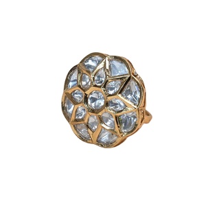 Experts in Selling India-Origin Ethnic Wear Glamorous White Floral Shape Polki Finger <b>Rings</b> for Women at Best Competitive Price - Product Image 1
