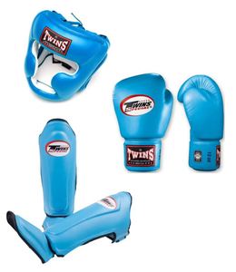 Ensemble de boxe pour jumeaux, vert, en PU, équipement de sparring, casque, gants, protège-tibias, équipement d'entraînement protecteur - Product Image 2