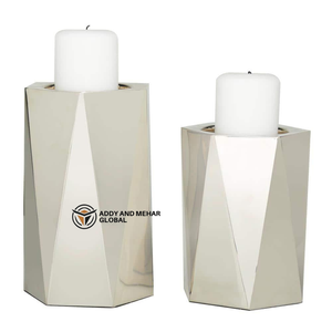 แท่นวางเทียนทรงเรขาคณิตสีเงินสุดหรูทำด้วยมือทำจากเรซินเป็นมิตรต่อสิ่งแวดล้อมสำหรับตกแต่งคริสต์มาสบ้านโรงแรมและงานอีเว้นท์ - Product Image 1