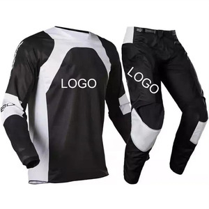Traje de Motociclismo para Hombre, Conjunto de Jersey y Pantalones de Manga Larga, Impresión por Sublimación en Blanco y Negro, Secado Rápido, para Todas las Estaciones - Product Image 1