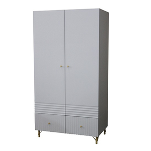 Meubles de chambre à coucher en bois d'acajou massif Armoire blanche classique à double porte élégante et artisanale - Product Image 2