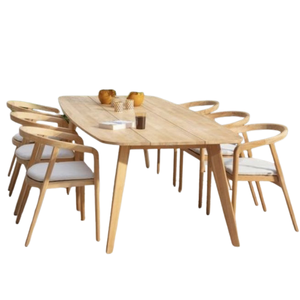 Conjunto de comedor de patio de madera para 6/8 personas, muebles modernos de jardín para exteriores, mesa y sillas de madera, conjunto de comedor para exteriores para 6/8 personas - Product Image 3