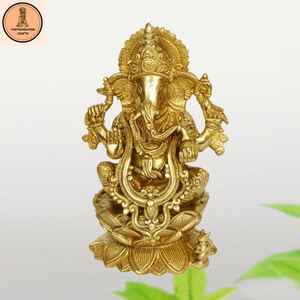 Grande statue de dieu en laiton |   Dieu hindou de la chance, décoration de temple domestique - Product Image 1