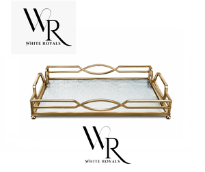Bandeja de Servicio de Metal Chapada en Oro con Acabado Pulido Espejo para Uso en Hogar y Hotel, Material Duradero y Ecológico al por Mayor - Product Image 1