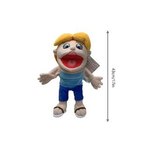 Plush Puppet With Blue Striped Shirt And Green Lizard Embroidery <b>Soft</b> <b>Stuffed</b> Animal <b>Toy</b> For Kids Age 2 To 4 Years Unisex - Product Image 2