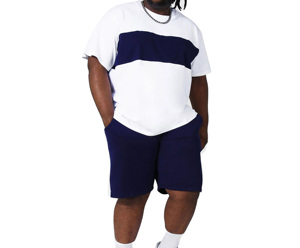 Ensembles de shorts décontractés d'été grande taille pour hommes, couleur unie, en coton et polyester, avec poches, logo personnalisé, vente en gros - Product Image 1
