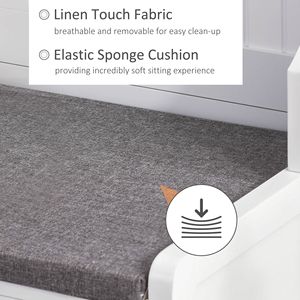 Panca da Ingresso 3-in-1 Bianca Imbottita con Appendiabiti, Scarpiera, 2 Cassetti Contenitori e 4 Ganci - Per Arredamento Casa e Hotel - Product Image 6