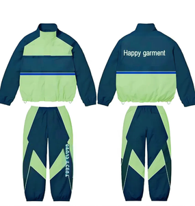 Custom Men's Side Button Flared <b>Nylon</b> Windbreaker <b>Jogger</b> Set Loose Casual Cargo Tracksuit Fully customized embroidery for logos - Product Image 4
