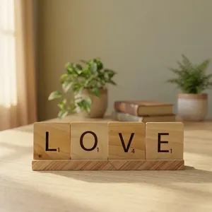 Blocs de lettres LOVE en bois faits à la main avec base en bois rustique, décoration de table, décoration d'intérieur, cadeau - Product Image 6
