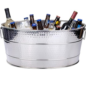 Large Capacity Oval Stainless Steel Beverage Tub Metal <b>Drink</b> <b>Cooler</b> for Beer Wine Champagne Party Serving Display Bulk Wholesale - Product Image 1