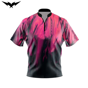 Short Sleeve Ultra-Light Breathable Fabric Moisture-Wicking Custom Logo Wholesale Custom Zipper Quick Dry Men's <b>Bowling</b> <b>Shirt</b> - Product Image 1
