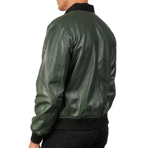 Chaqueta de Motociclista de Cuero Genuino en Verde - Product Image 2