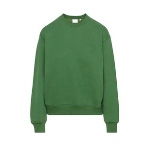 Sudadera Verde de Cuello Redondo para Mujer, Color Sólido, Manga Larga, Tejido de Algodón, Corte Regular, para Otoño, con Bordado Frontal - Product Image 2