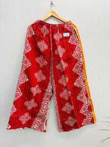 Bohemian Patchwork Cotton Culottes High Waist <b>Elastic</b> Loose Fit Knee Length Printed Floral Women's Summer Pants - Product Image 6
