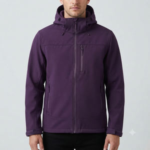 Veste de Travail et de Voyage à Capuche pour Homme, Coupe-Vent Décontractée à Fermeture Éclair, Coupe Standard, Extérieur en Polyester, Idéale pour l'Automne - Product Image 1