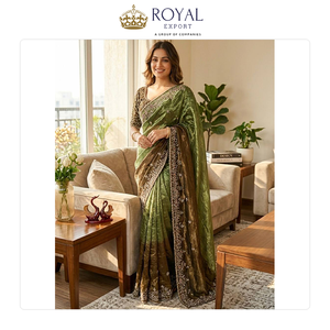 Vente en gros de vêtements indiens de créateur de la meilleure qualité pour mariage, sari en mousseline de soie Fendy douce avec broderie et travail de sequins - Product Image 6