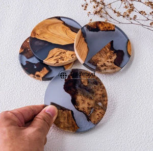 Premium Resin Coaster Set Elegant Handmade Drink Coasters 4X4 Inches <b>Square</b> Multi-color for Home Decor Tradebyd - Product Image 1