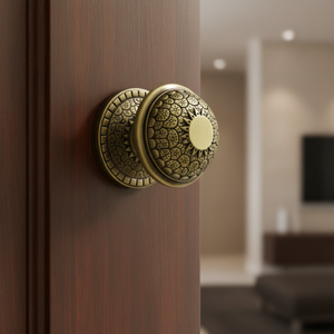 Pomo de Puerta de Latón Macizo de Lujo, Acabado Antiguo, Estilo Clásico Vintage |   Manija de Alta Resistencia para Puerta Principal, Herraje para Entrada del Hogar - Product Image 3