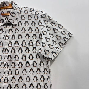 Camisa Casual Clásica de Manga Larga sin Cuello con Patrón Pintado a Mano, Tela de Velour 100% Algodón, Cierre de un Solo Botón - Product Image 4