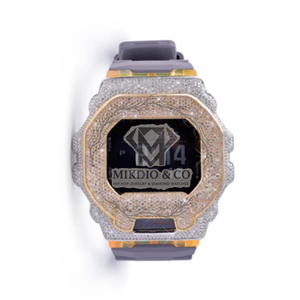 Reloj de Cuarzo Moissanite World Iced Out de Lujo, 40 mm, Redondo, Completamente Cubierto de Moissanite, Doble Pantalla, Automático, Correa de Silicona, Unisex - Product Image 3