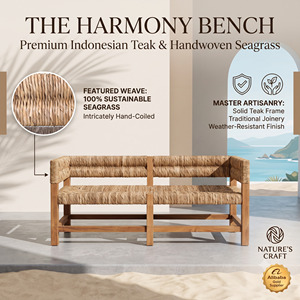 Teak Garden <b>Bench</b> Outdoor Resort Patio Seating Hotel Park Chair Woven Rattan Furniture Commercial Villa Deck Lounge Furniture - Product Image 1