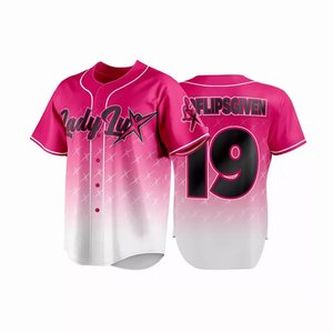 Camiseta de Béisbol Lady Luck, Degradado Rosa y Blanco, Impresión por Transferencia de Calor, 100% Poliéster Transpirable, Sin Mangas, Cuello en V, Unisex para Adultos - Product Image 1