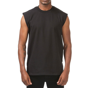 T-shirts de sport pour hommes de qualité supérieure, coupe ample et courte, sans manches, personnalisés, noirs - Product Image 1