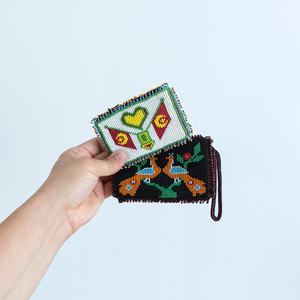 Ensemble de porte-monnaie vintage perlé : motif paon et étoile, broderie artisanale - Product Image 1