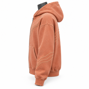 เสื้อฮู้ดสีชมพูแบบซิป โอเวอร์ไซส์ สไตล์สตรีทแวร์ ผ้าเฟรนช์เทอร์รี่ถักลายกลิตเตอร์ ประดับด้วยคริสตัล  โลโก้ด้านหน้า กระเป๋าเสื้อ - Product Image 5