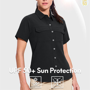 Camisas de Pesca Flexibles y Elegantes de Manga Corta para Mujer, Estilo Moderno para Actividades al Aire Libre - Product Image 3
