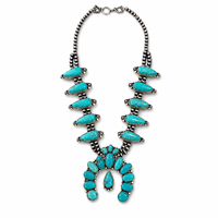 Collier Fleur de Squash Turquoise, Collier Statement Western, Bijoux Perlés Style Navajo pour Femme, Cadeau