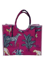 Bolsa de Mano de Algodón Acolchado con Estampado de Bloques de Tigre Rosa, Bolsa de Viaje para la Playa - Product Image 3