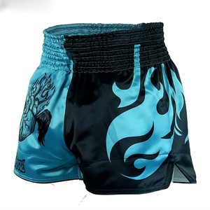 Shorts MMA pour hommes de qualité supérieure, design flamme bleue, impression par sublimation, séchage rapide, polyester, vêtements d'arts martiaux mixtes, coupe classique - Product Image 1