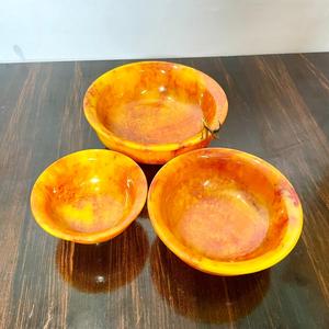 Juego de Tazones de Resina Clásicos Apilables, Ecológicos, Diseño Marmoleado Amarillo Naranja, Acabado Pulido, para Servir Comida en Bodas - Product Image 4