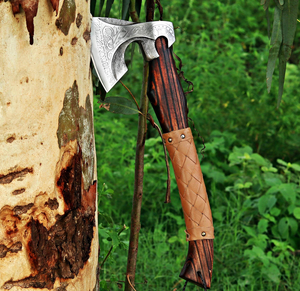 Hacha Vikinga Hecha a Mano con Hoja de Acero Forjado y Mango de Madera, Estilo Cabeza de Tomahawk, Personalizable ODM/OEM, Hacha para Acampar al Aire Libre - Product Image 4