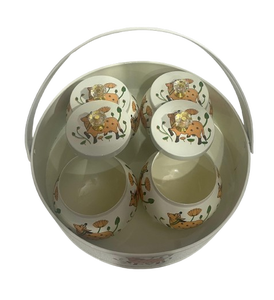 Ensemble de boîtes de cuisine rétro en métal blanc avec poignée, panier décoratif à imprimé animalier et floral, organiseur de rangement pour thé, café, sucre - Product Image 2
