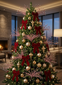 Red and <b>White</b> Beaded Crystal <b>Christmas</b> <b>Tree</b> Filler Branch Spray - Product Image 4