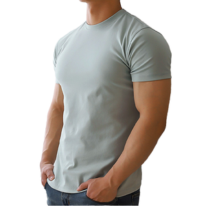 T-shirt Homme Personnalisé Coupe Musclée en Coton Élastique Col Rond Manches Courtes Slim Fit Décontracté Entraînement Sportif Vente en Gros - Product Image 4