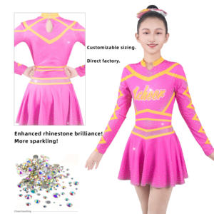 Ensemble d'uniformes de cheerleading personnalisés pour femmes, haut à manches longues, jupe, tissu en spandex/polyester 300g, OEM HAMID HAROON PRO WEAR HH-SW-1516 - Product Image 5