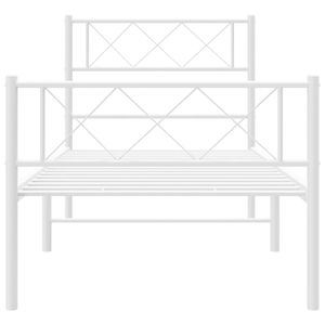 Cadre de lit double en acier blanc thermolaqué, lit en métal avec finition moderne élégante - Product Image 4