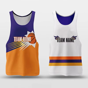 Men's <b>Plus</b> <b>Size</b> Basketball Tank <b>Top</b> Sublimation Print O-Neck Sleeveless Casual Sport Jersey Purple Orange White Team Name Design - Product Image 3