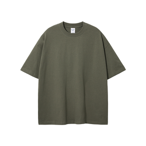 T-shirt en coton noir surdimensionné pour homme, col rond, manches courtes, jersey uni décontracté, couleur unie - Product Image 2