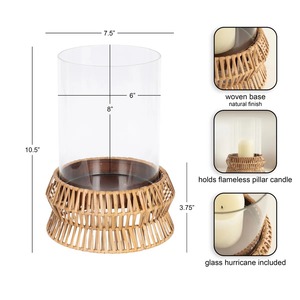 Glass <b>Jar</b> And Rattan Holder For Candle Storage Home <b>Decor</b> And Table Centerpiece Rustic Stylish Handmade Woven Accent - Product Image 2