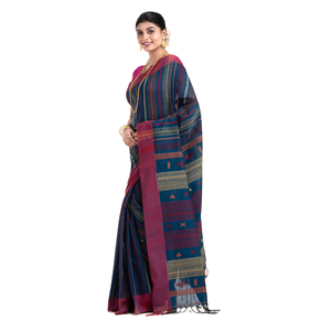 Soft & Light Weight New Collection Pure Handloom <b>Red</b> black white Buti Cotton <b>Saree</b> with Fancy Design for Wedding Use From India - Product Image 3