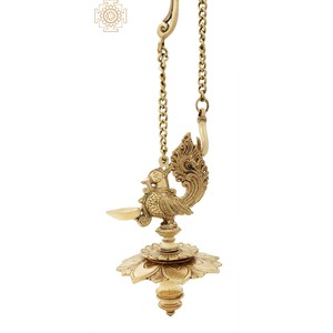 Lámpara colgante de pavo real de 9 pulgadas hecha a mano, artículo elegante de latón para decoración del hogar hecho en India - Product Image 2